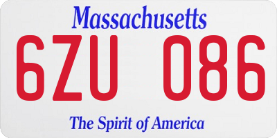 MA license plate 6ZU086