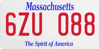 MA license plate 6ZU088