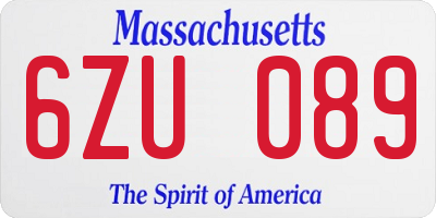 MA license plate 6ZU089