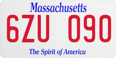 MA license plate 6ZU090