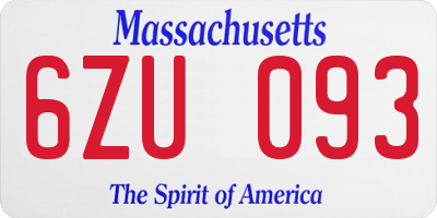 MA license plate 6ZU093