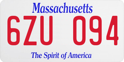 MA license plate 6ZU094