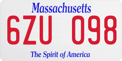 MA license plate 6ZU098