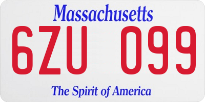 MA license plate 6ZU099