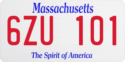 MA license plate 6ZU101