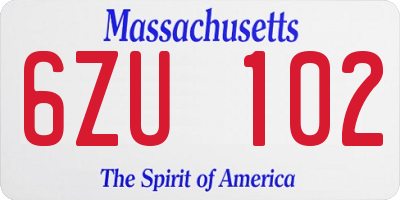 MA license plate 6ZU102