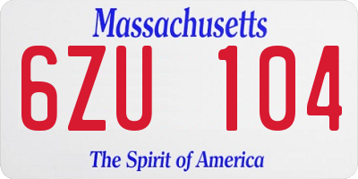 MA license plate 6ZU104