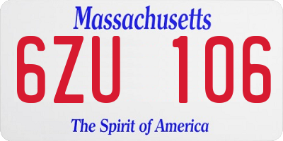 MA license plate 6ZU106