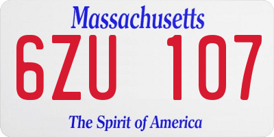 MA license plate 6ZU107