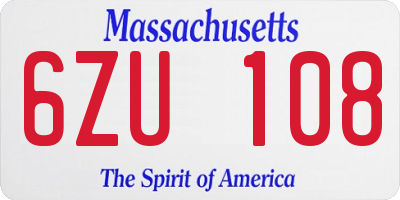 MA license plate 6ZU108