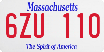MA license plate 6ZU110