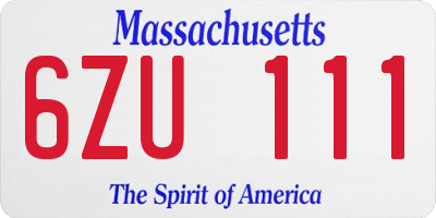 MA license plate 6ZU111