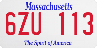MA license plate 6ZU113