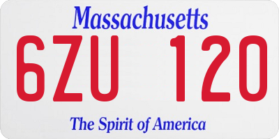 MA license plate 6ZU120