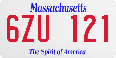 MA license plate 6ZU121