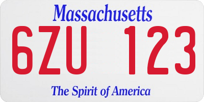 MA license plate 6ZU123