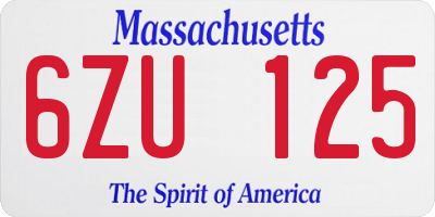 MA license plate 6ZU125