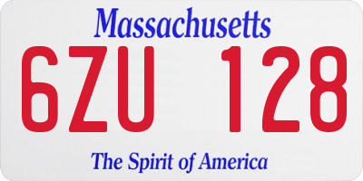 MA license plate 6ZU128