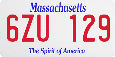 MA license plate 6ZU129