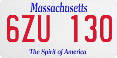 MA license plate 6ZU130
