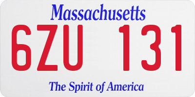 MA license plate 6ZU131