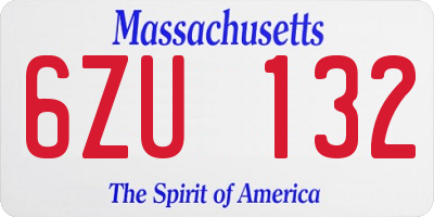 MA license plate 6ZU132