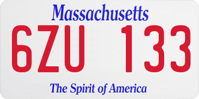 MA license plate 6ZU133