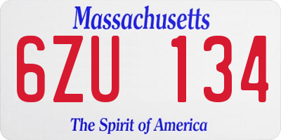 MA license plate 6ZU134