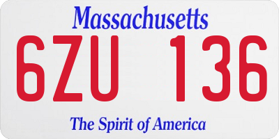 MA license plate 6ZU136