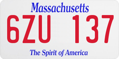 MA license plate 6ZU137