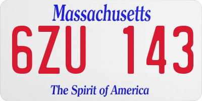 MA license plate 6ZU143