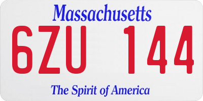 MA license plate 6ZU144