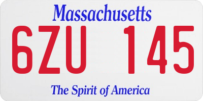 MA license plate 6ZU145