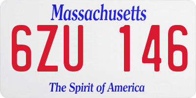MA license plate 6ZU146