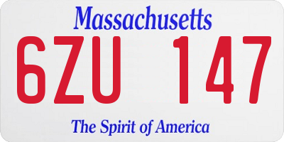 MA license plate 6ZU147