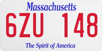MA license plate 6ZU148