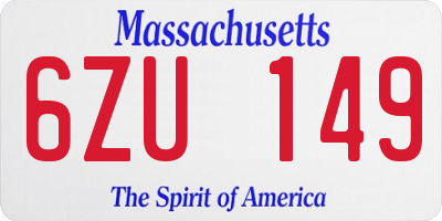 MA license plate 6ZU149