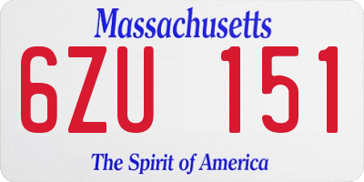 MA license plate 6ZU151