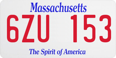 MA license plate 6ZU153