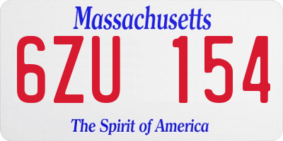 MA license plate 6ZU154