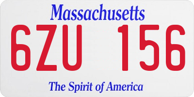 MA license plate 6ZU156