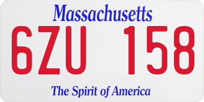 MA license plate 6ZU158