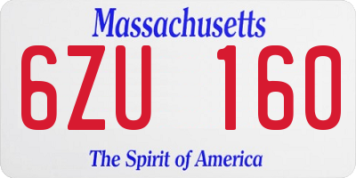 MA license plate 6ZU160