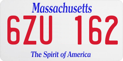 MA license plate 6ZU162