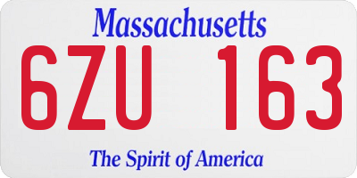 MA license plate 6ZU163