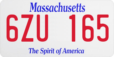 MA license plate 6ZU165