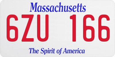 MA license plate 6ZU166