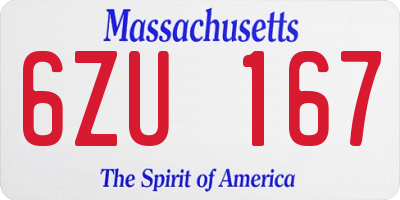 MA license plate 6ZU167