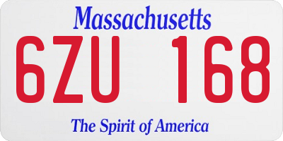 MA license plate 6ZU168