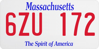 MA license plate 6ZU172